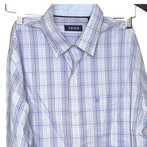 IZOD Men's Plaid Button Down- small-purple‎ blue white long sleeve Egypt
